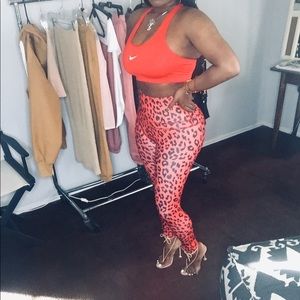 Black and red high waist tight